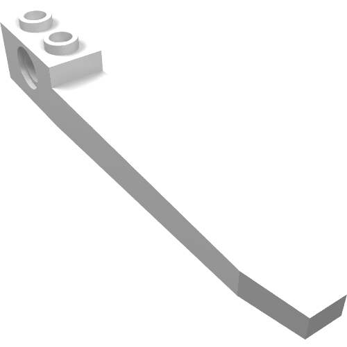 White LEGO Technic Forklift Fork, part 2823, with two studs and a long, angled blade.