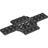 A black LEGO 28324 Vehicle, Base 6 x 12 with a 2 x 4 recessed center, featuring studs on its surface.