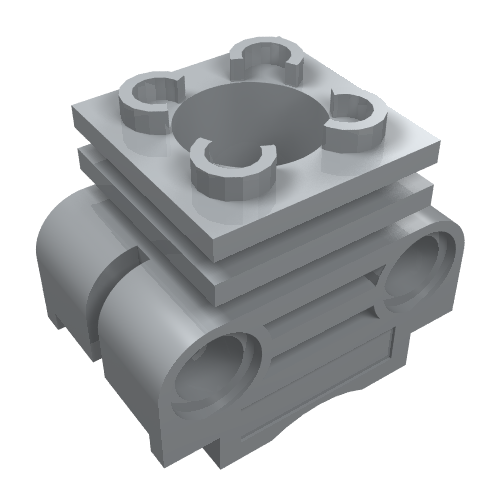 Light bluish gray LEGO Technic Engine Cylinder (2850a) with partial hollow studs on top and side slots.