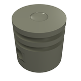 Grey LEGO Technic Engine Piston Round, part 2851, featuring three grooves, a domed top, and a side hole.