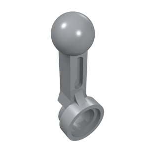 Gray LEGO Technic Engine Connecting Rod (2852) featuring a spherical ball joint and a circular connector.