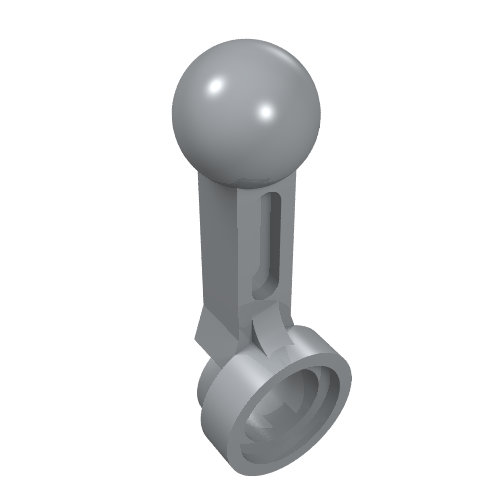 Gray LEGO Technic Engine Connecting Rod (2852) featuring a spherical ball joint and a circular connector.