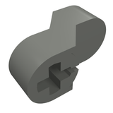 Grey LEGO Technic Engine Crankshaft Center (part 2854) showing its curved exterior and complex internal features.