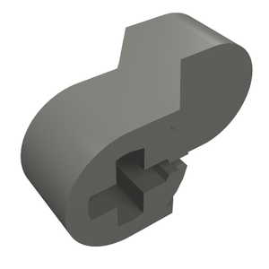 Grey LEGO Technic Engine Crankshaft Center (part 2854) showing its curved exterior and complex internal features.