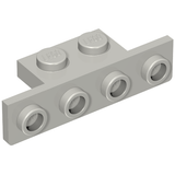 Light gray LEGO 28802 bracket, 1x2 studs on top, 1x4 studs on the side, with rounded corners.
