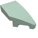 Light green-grey LEGO Wedge 2 x 1 x 2/3 Right, angled view showing the top and base with cutouts.