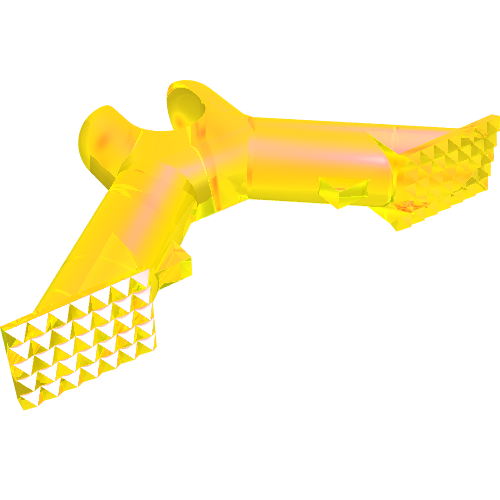 Translucent yellow LEGO 2919 Electric Train Light Prism 1 x 4 with textured ends.