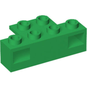 Green LEGO 2928 Electric, Train Light Prism 1 x 4 Holder brick, angled with 6 studs and side openings.