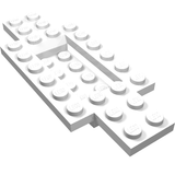 White LEGO 30029 Vehicle Base 4x10 with 2x4 recessed center, viewed from an angle showing the top studs.