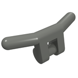Dark gray LEGO Minifigure Handlebars (part 30031) with two rounded grips and a central bar attachment.