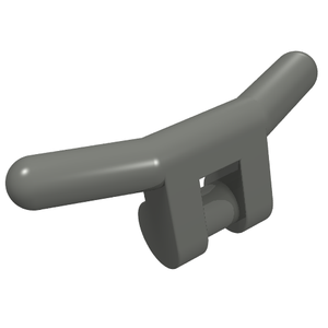 Dark gray LEGO Minifigure Handlebars (part 30031) with two rounded grips and a central bar attachment.