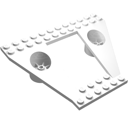 White LEGO 30037 Wing Plate Bi-level 12x9x2 1/3, with studs and two circular holes.