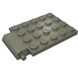 Grey LEGO Plate, Modified 4 x 5 with Trap Door Hinge, featuring 20 studs and a protruding hinge pin.