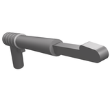Grey LEGO Minifigure Weapon Spear Gun (30088) with a threaded end, rounded trigger, and a thin, hooked spear base.