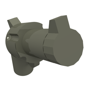 Grey LEGO 30132 Minifigure Weapon Gun, Pistol Revolver, with large barrel and solid handle on a white background.