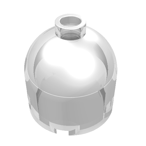 A single clear or translucent white LEGO round 2x2x1 2/3 dome top brick (part 30151) with a ring on top.