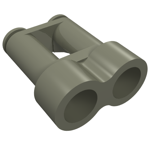A light grey LEGO Minifigure Utensil Binoculars Town piece, with two circular lenses and connection points on the opposite end.