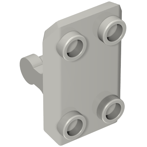Light gray LEGO 30166 Modified 2x3 Inverted Rocker Plate with 4 stud recesses and bar handle on the side.