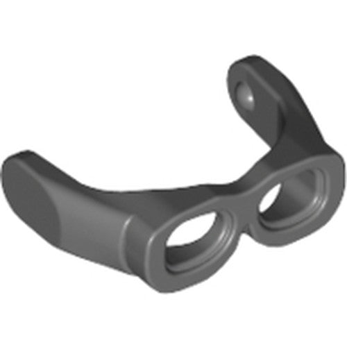 Dark grey LEGO minifigure visor goggles with two oval eye openings, angled for attachment to a minifigure.