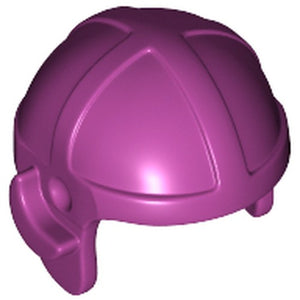 Magenta LEGO Minifigure Headgear Cap Aviator, featuring a smooth dome with intersecting raised lines and ear flaps.