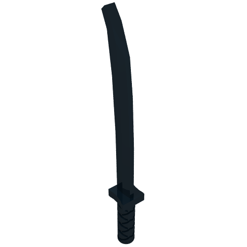 LEGO 30173b black minifigure weapon sword, shamshir/katana style with square guard and textured hilt.