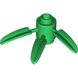 Green LEGO Plant Brick, Round 1x1, with three attached green bamboo leaves.