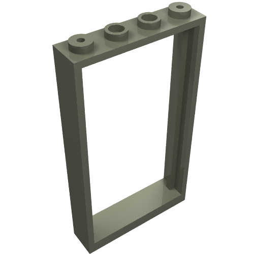 A dark gray LEGO Door Frame 1x4x6, part 30179, with 4 studs on top.