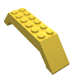 Yellow LEGO 30180 Slope 45 10x2x2 Double brick, featuring studs and an angled end.