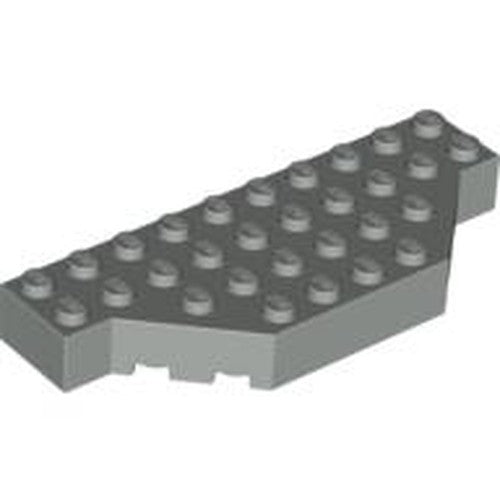 Gray LEGO Brick, Modified 4 x 10 with Cut Corners, showing the studs on top and the unique shape.