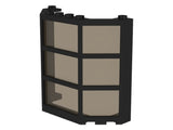 LEGO 3x8x6 bay window with fixed trans-brown glass panes in a dark frame.