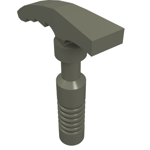 A dark grey LEGO Minifigure Utensil Ice Axe with a 6-rib handle, depicted from an angle.