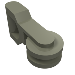 Gray LEGO minifigure zipline trolley with handle and double pulley wheel.