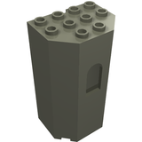 Dark gray LEGO 30246 Panel 3 x 4 x 6 Turret Wall with Window, showing studs on top and an arched opening.