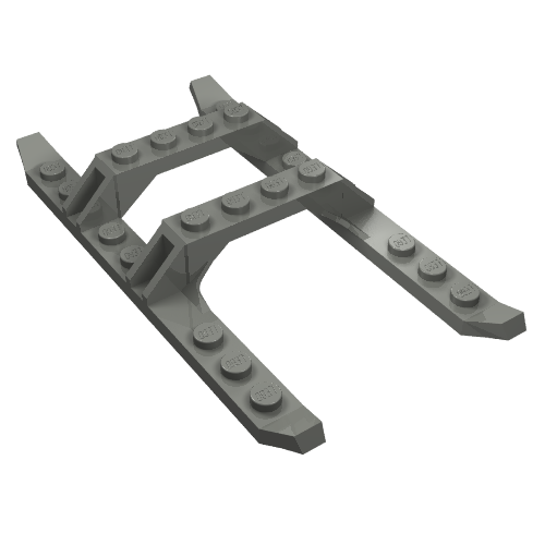 Gray LEGO 30248 Helicopter Sled Rails 12 x 6 part with studs visible, isolated on white background.