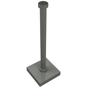 Light bluish gray LEGO Support 2 x 2 x 5 Bar on Tile Base with Solid Stud and Stop Ring.