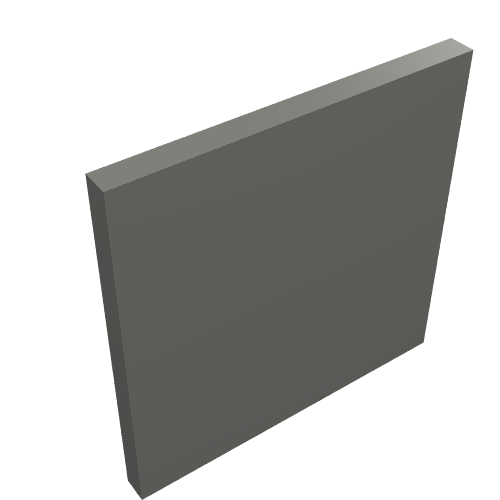 A plain grey LEGO 2x2 square road sign element with a clip, viewed from an angle showing its front and sides.