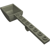 Grey LEGO modified plate 1x8 with bucket and pin hole, a catapult part.