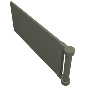 Dark grey LEGO Flag 7 x 3 with Bar Handle, part 30292, shown at an angle.