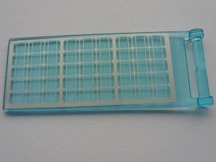 Light blue LEGO flag 7x3 part with bar handle and silver solar array pattern sticker.