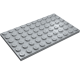 Light grey LEGO 6x10 plate, part 3033, showing 60 studs on its top surface, on a white background.