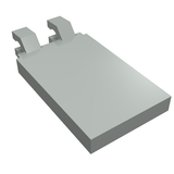 Light grey LEGO 2x3 modified tile with two angled clips.