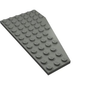 A grey LEGO 30355 wedge plate 12 x 6 left, showing the studded top surface.