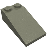 A grey LEGO 30363 Slope 18 4 x 2 brick, featuring two studs with 'LEGO' embossed, viewed from an angled perspective.
