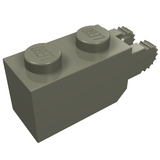 Dark grey LEGO Hinge Brick 1x2 Locking with 2 Fingers Vertical End (30365), showing studs and geared hinge.