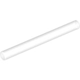 White LEGO 30374 Bar 4L, a cylindrical piece often used as a lightsaber blade or wand, on a plain background.