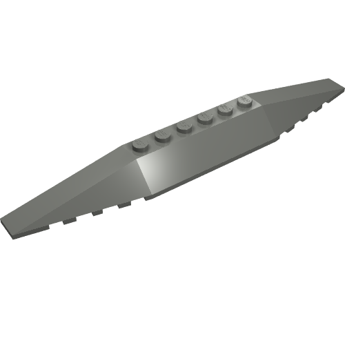 A light grey LEGO 30382 Wedge 2 x 16 Triple element with studs on top and tapered ends, shown diagonally on a white background.