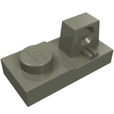 Dark gray LEGO 30383 Hinge Plate 1x2 Locking with 1 Finger on Top, with one stud and angled hinge.