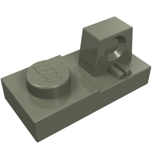 Dark gray LEGO 30383 Hinge Plate 1x2 Locking with 1 Finger on Top, with one stud and angled hinge.