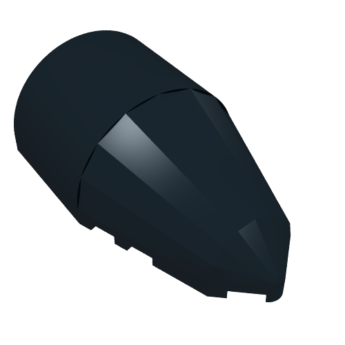 Dark blue LEGO 30384 Windscreen 7 x 4 x 2 Round element, featuring a cylindrical base and faceted conical front.