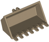 Tan LEGO Vehicle Digger Bucket 3x6 with 7 teeth and locking 2 finger hinge, part 30394